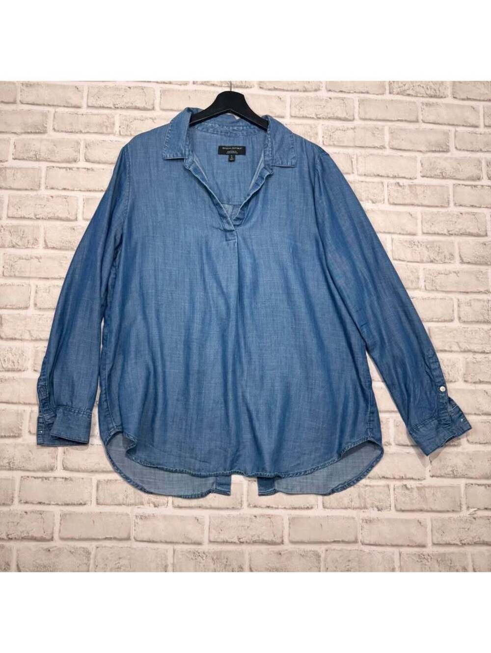 Banana Republic Boyfriend Fit Denim Pullover Shirt Women's L